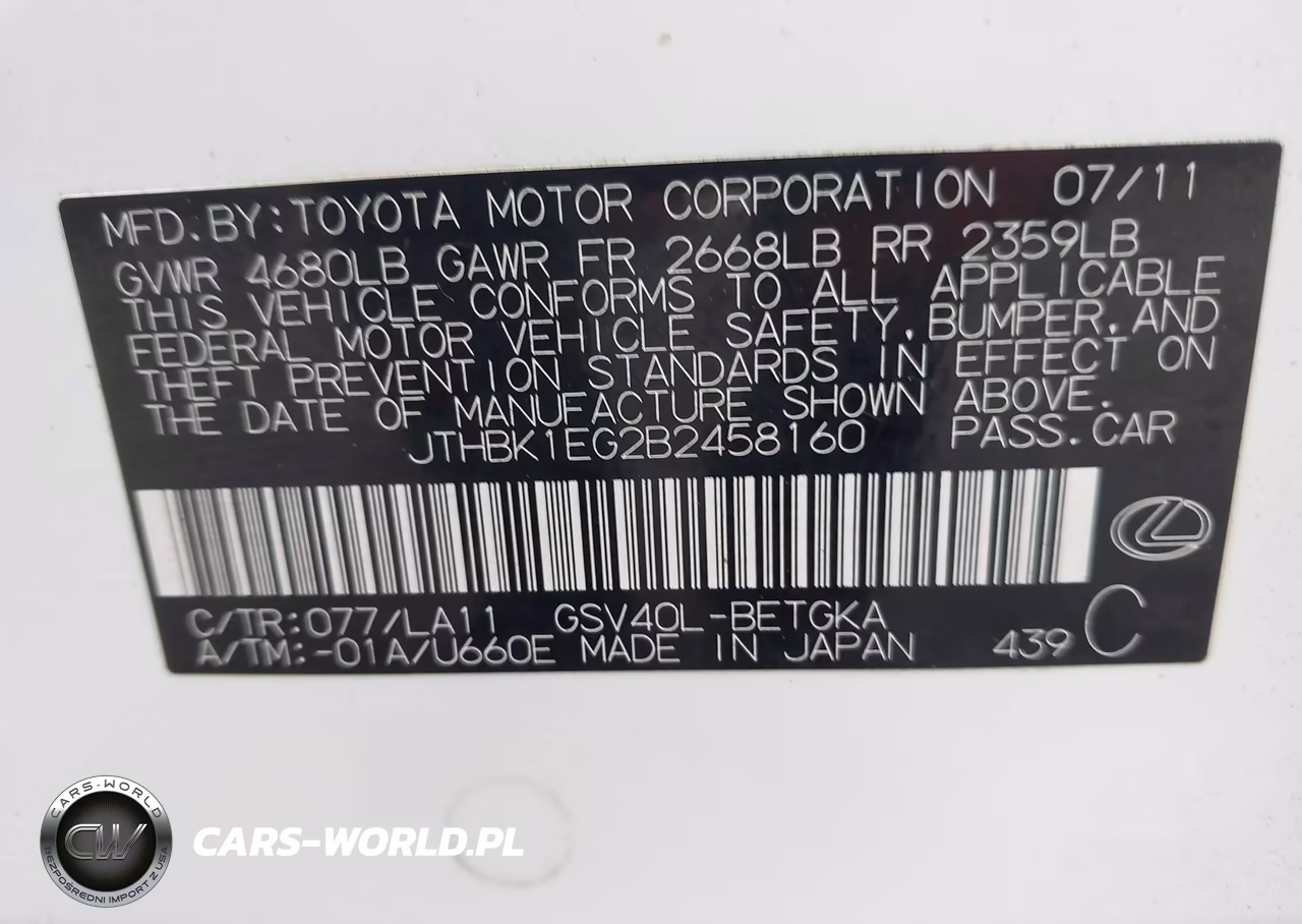 2011 Lexus Es 350 VIN:JTHBK1EG2B2458160 - 9