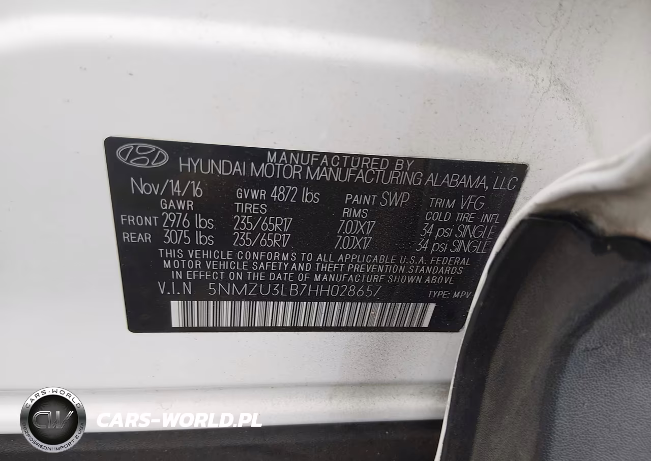 2017 Hyundai Santa Fe Sport 2.4L VIN:5NMZU3LB7HH028657 - 9