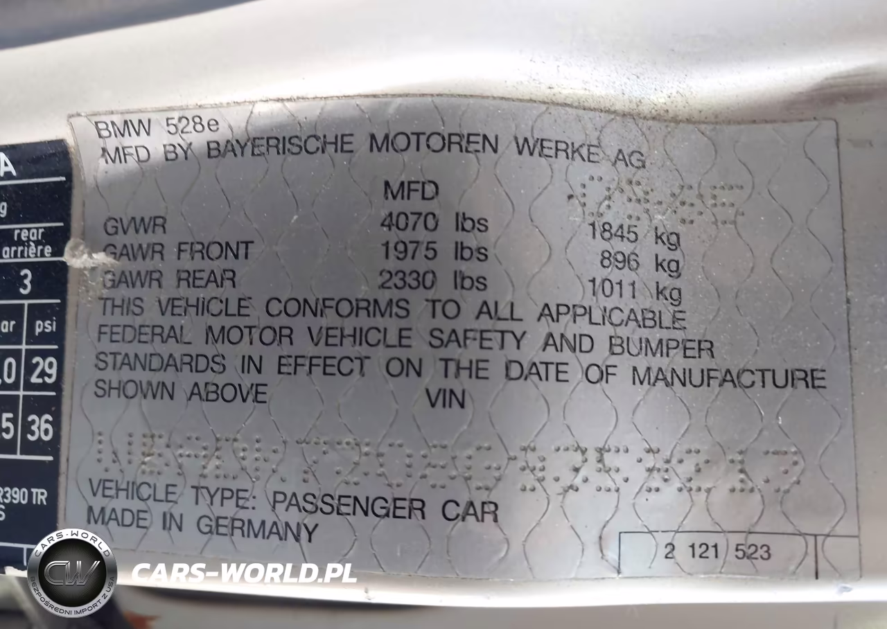 1986 BMW 528 E VIN:WBADK7308G9359213 - 9