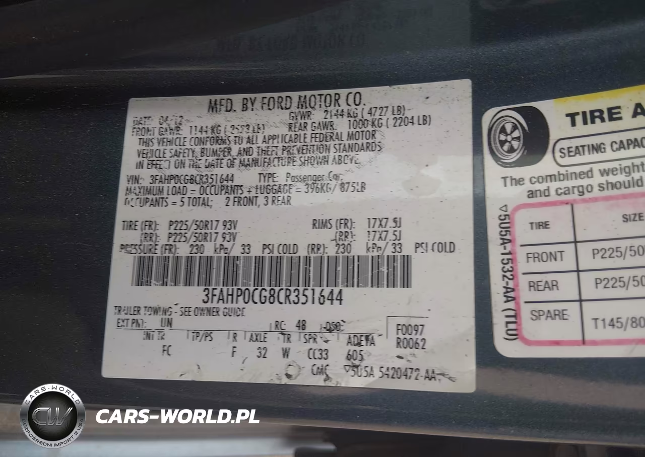 2012 Ford Fusion Sel VIN:3FAHP0CG8CR351644 - 9
