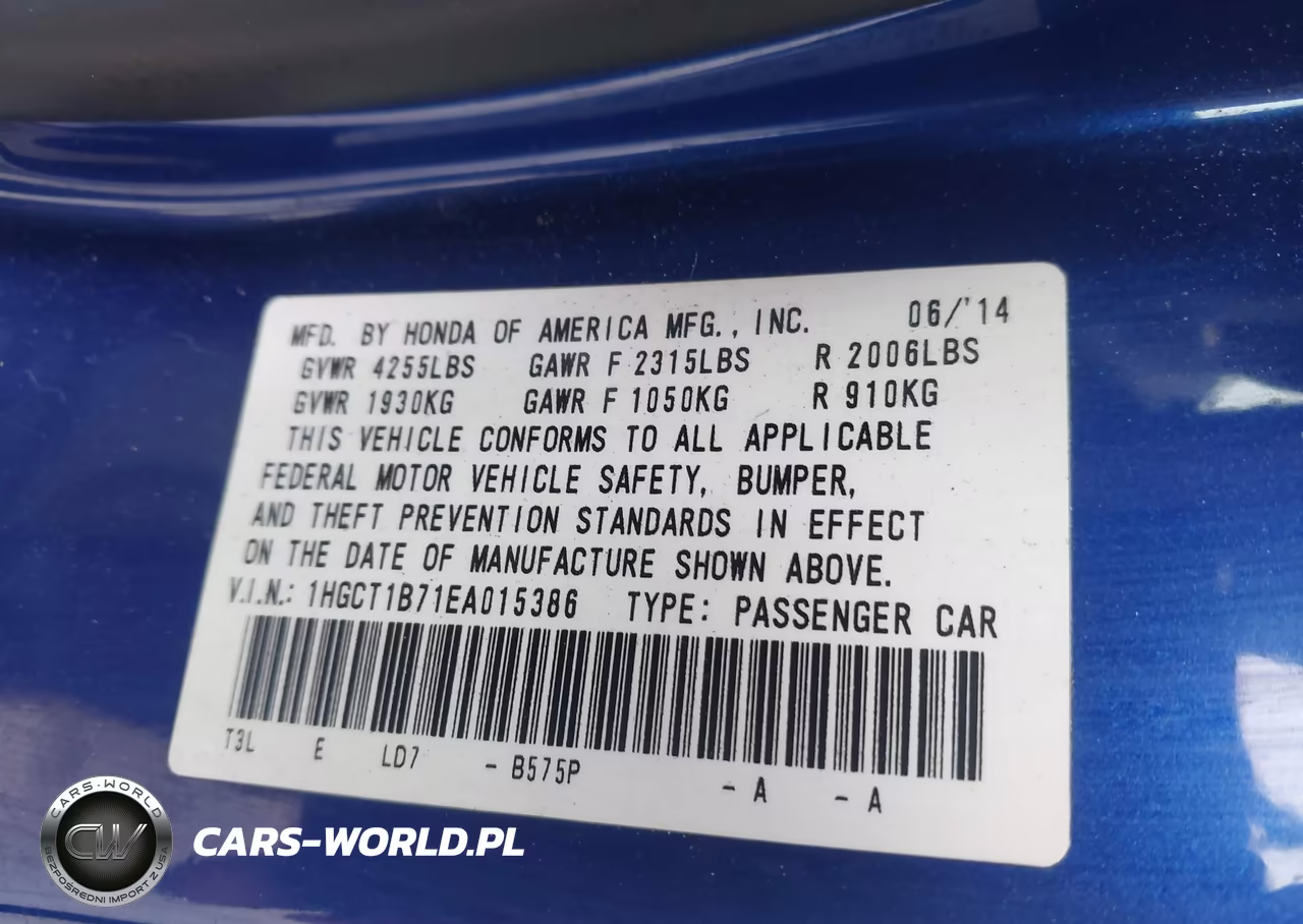 2014 Honda Accord Ex VIN:1HGCT1B71EA015386 - 9