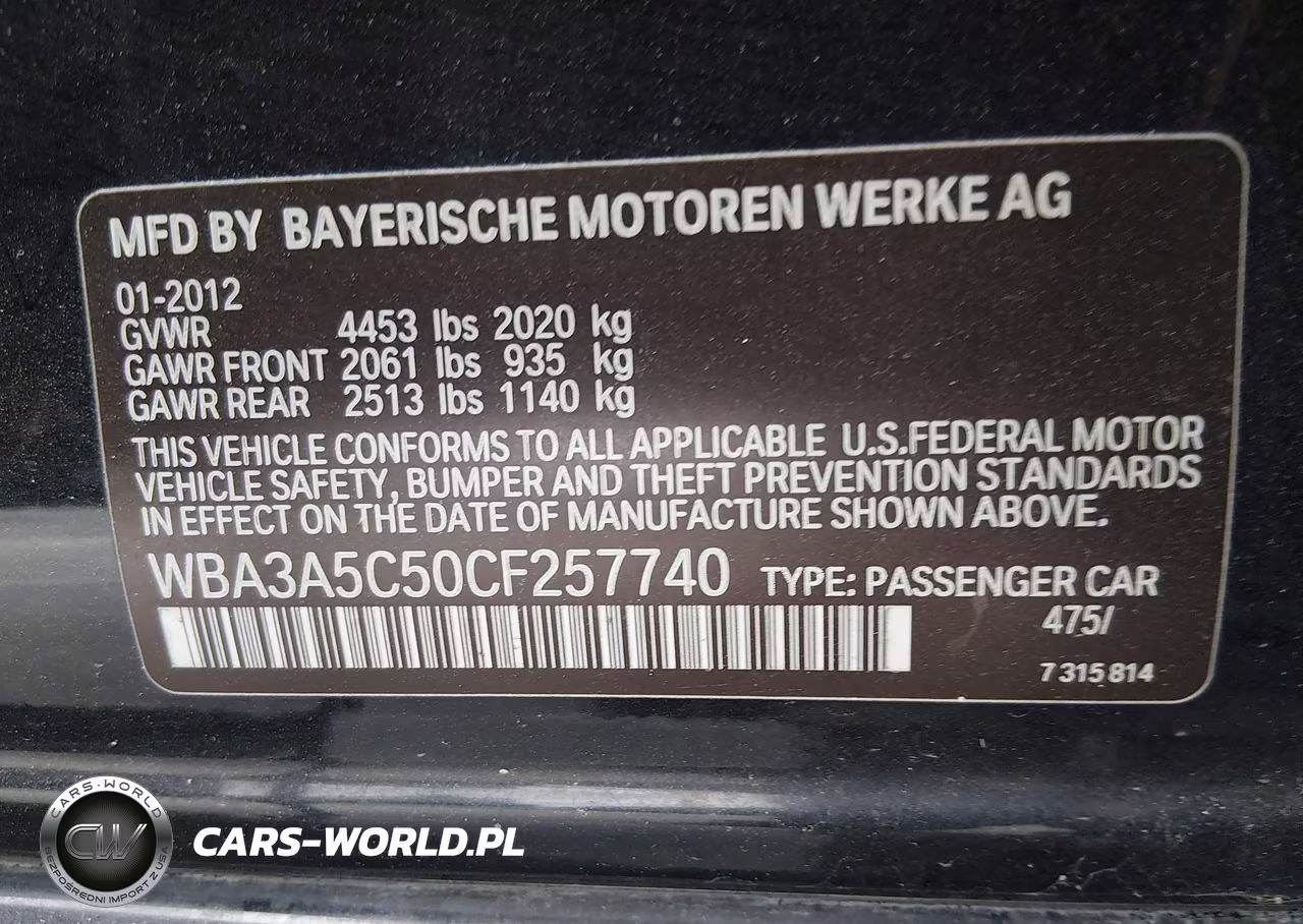 2012 BMW 328I VIN:WBA3A5C50CF257740 - 9