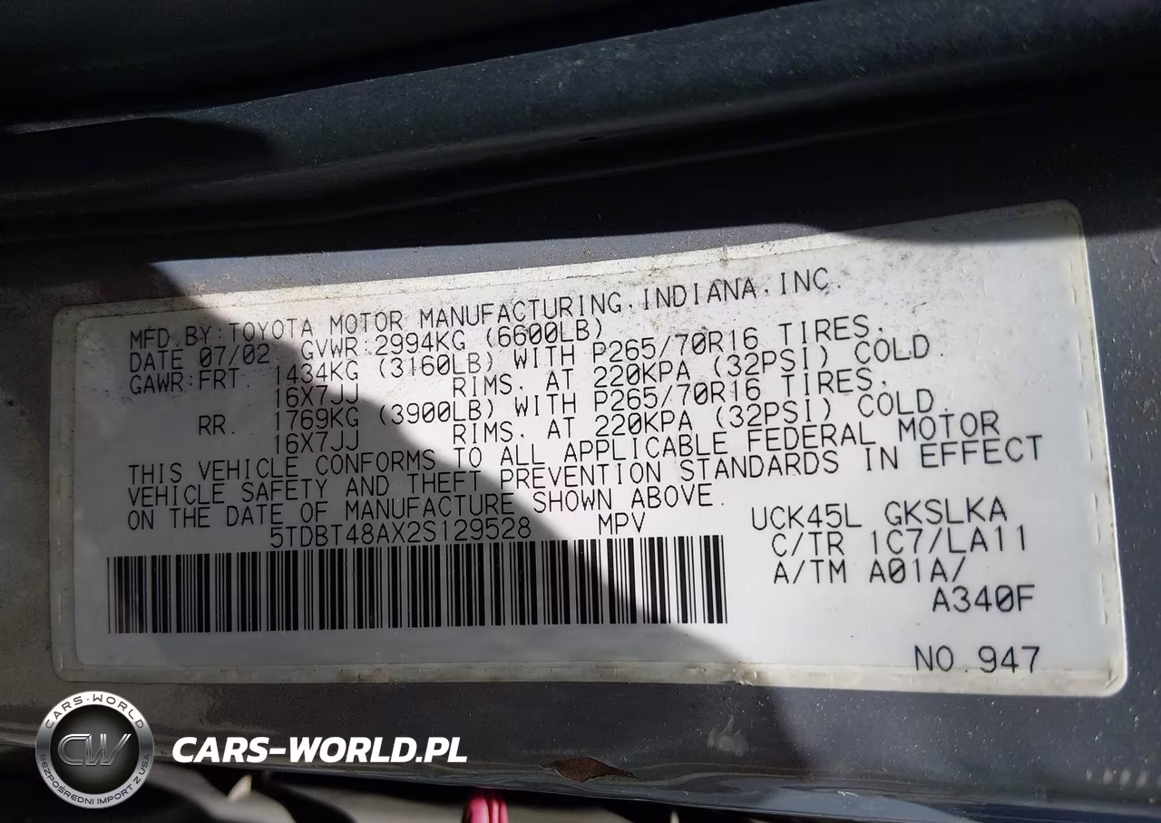 2002 Toyota Sequoia Limited V8 VIN:5TDBT48AX2S129528 - 9