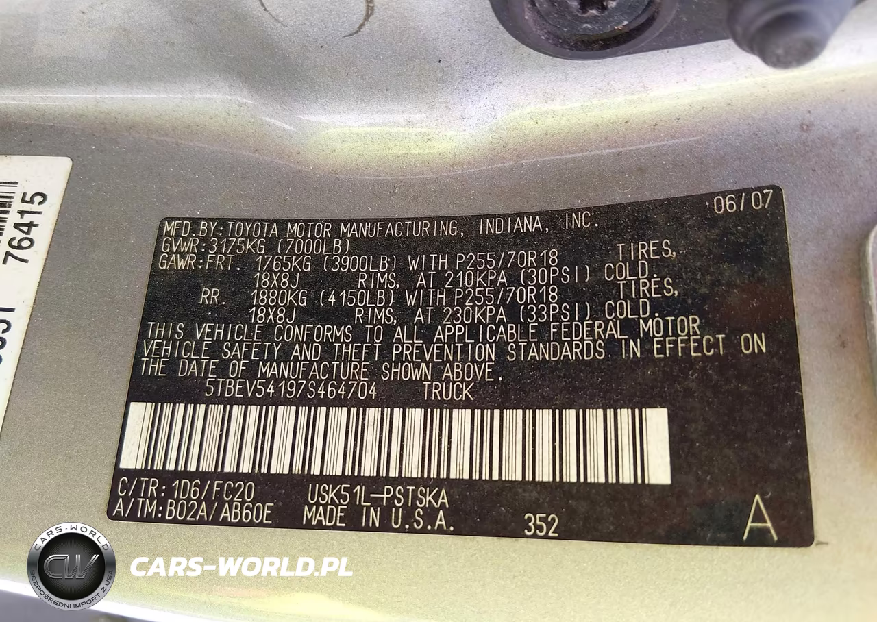 2007 Toyota Tundra Crewmax Sr5 VIN:5TBEV54197S464704 - 9