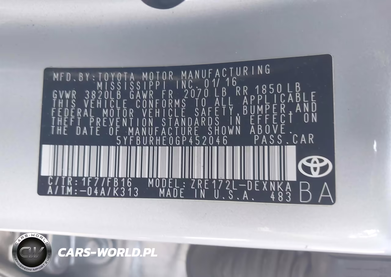 2016 Toyota Corolla Le VIN:5YFBURHE0GP452046 - 9