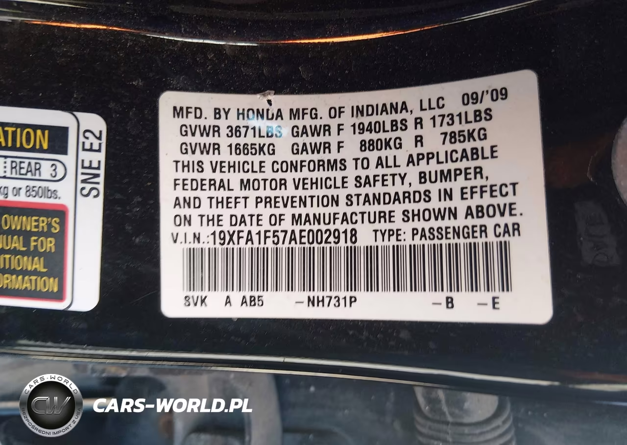2010 Honda Civic Lx VIN:19XFA1F57AE002918 - 9
