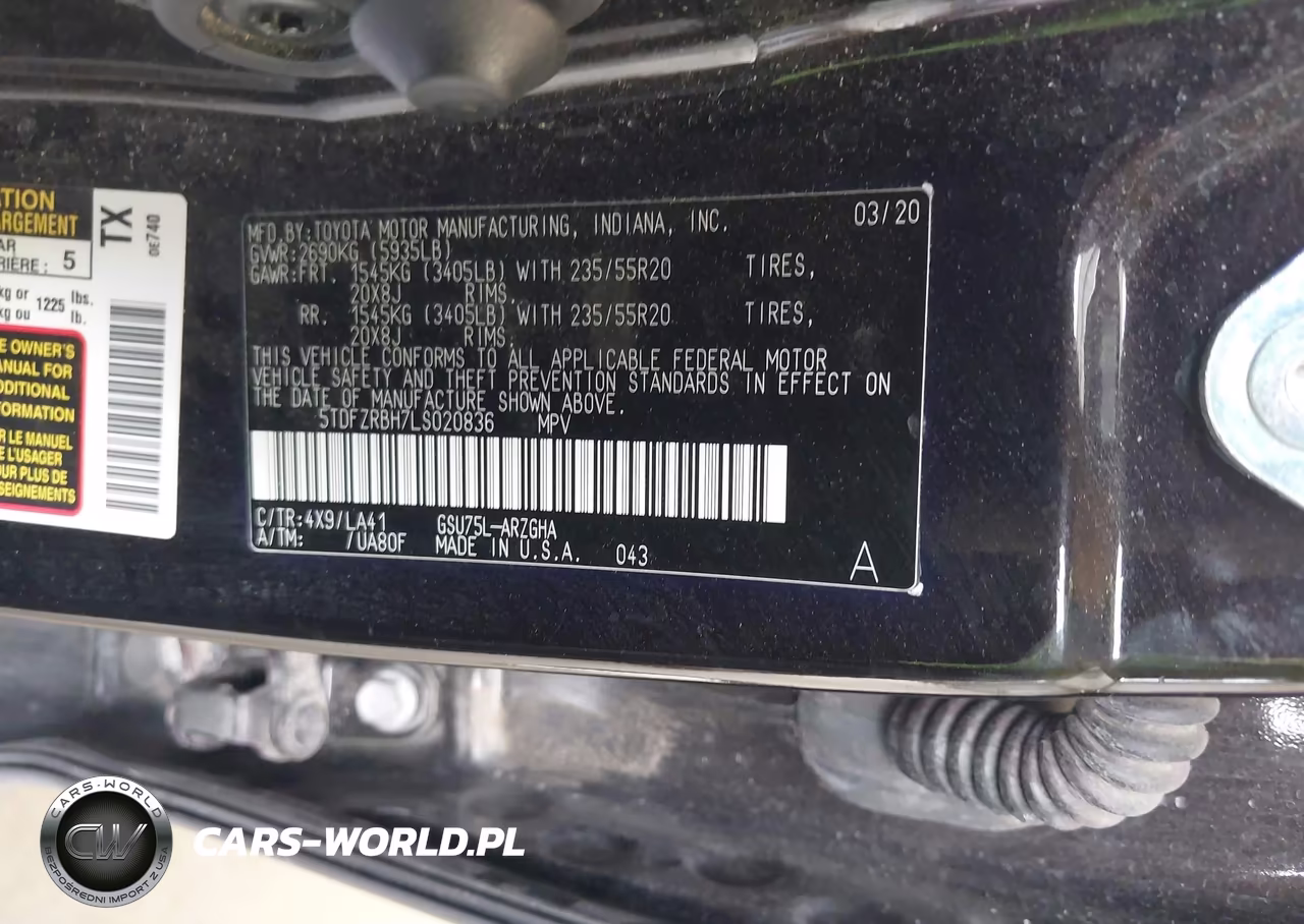 2020 Toyota Highlander Platinum VIN:5TDFZRBH7LS020836 - 9