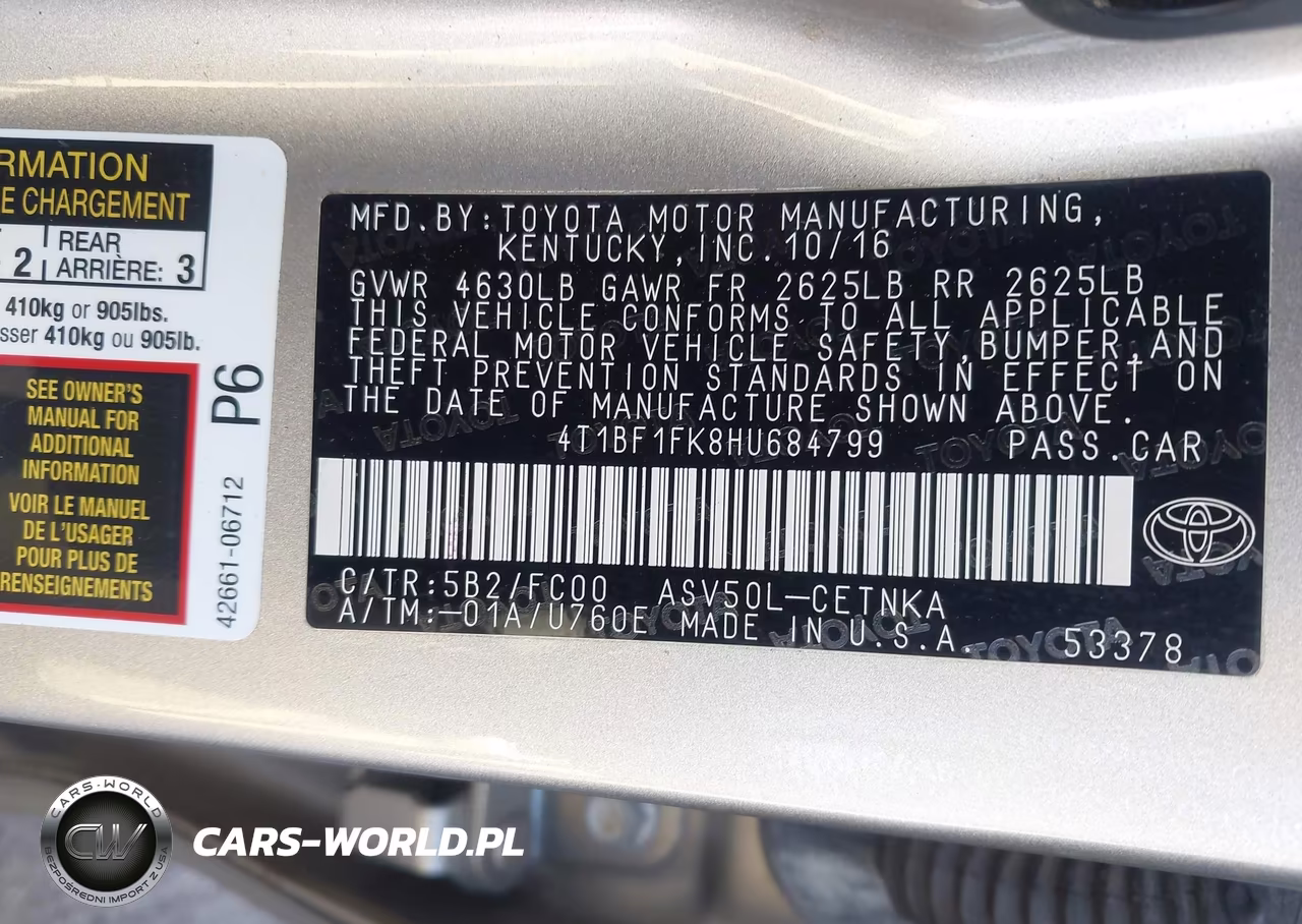 2017 Toyota Camry Le VIN:4T1BF1FK8HU684799 - 9
