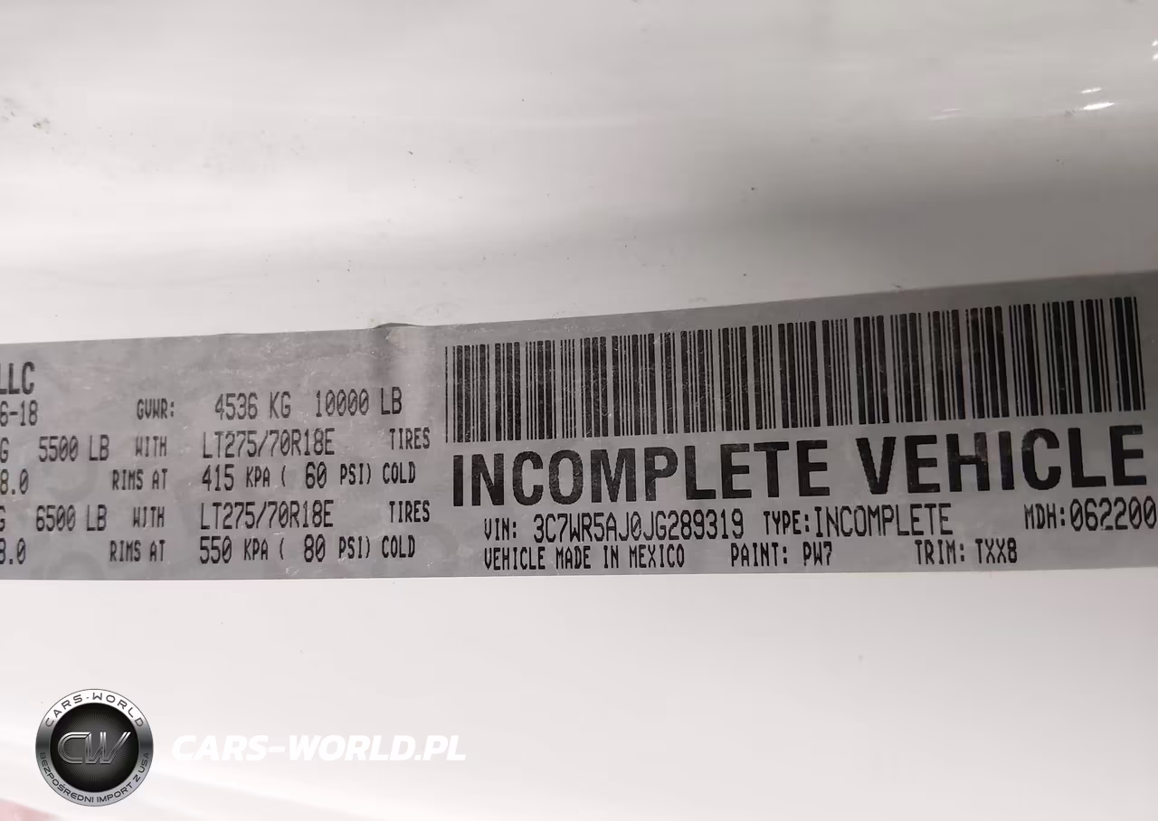 2018 Ram 2500 Tradesman 4X4 8' Box VIN:3C7WR5AJ0JG289319 - 9