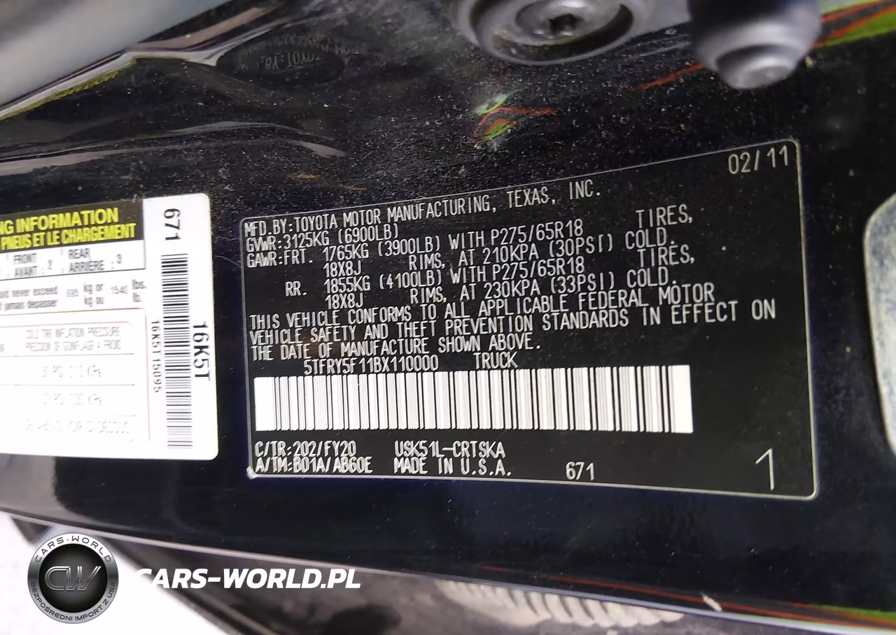 2011 Toyota Tundra Grade 5.7L V8 VIN:5TFRY5F11BX110000 - 9