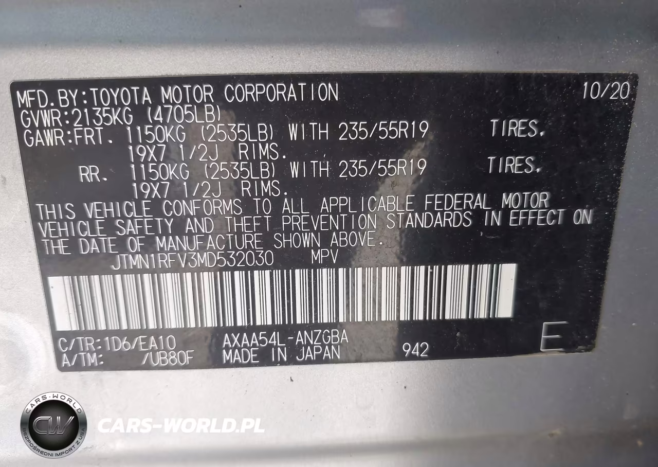 2021 Toyota Rav4 Limited VIN:JTMN1RFV3MD532030 - 9