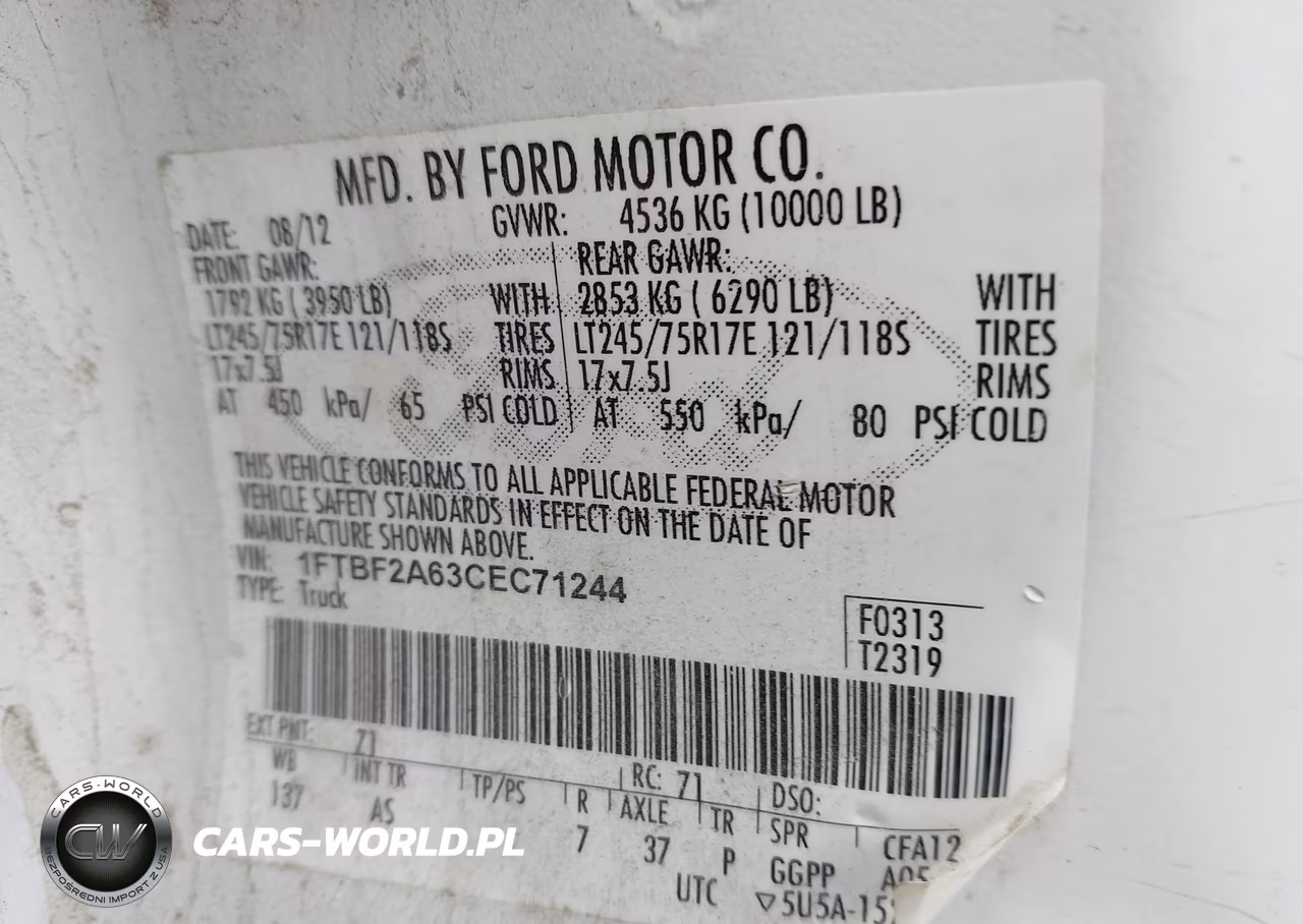 2012 Ford F-250 Xl VIN:1FTBF2A63CEC71244 - 9