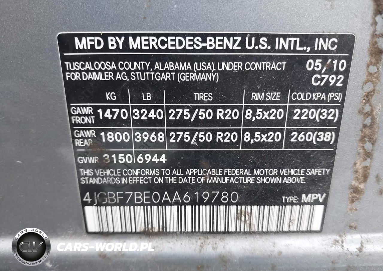 2010 Mercedes-Benz Gl 450 4Matic VIN:4JGBF7BE0AA619780 - 9