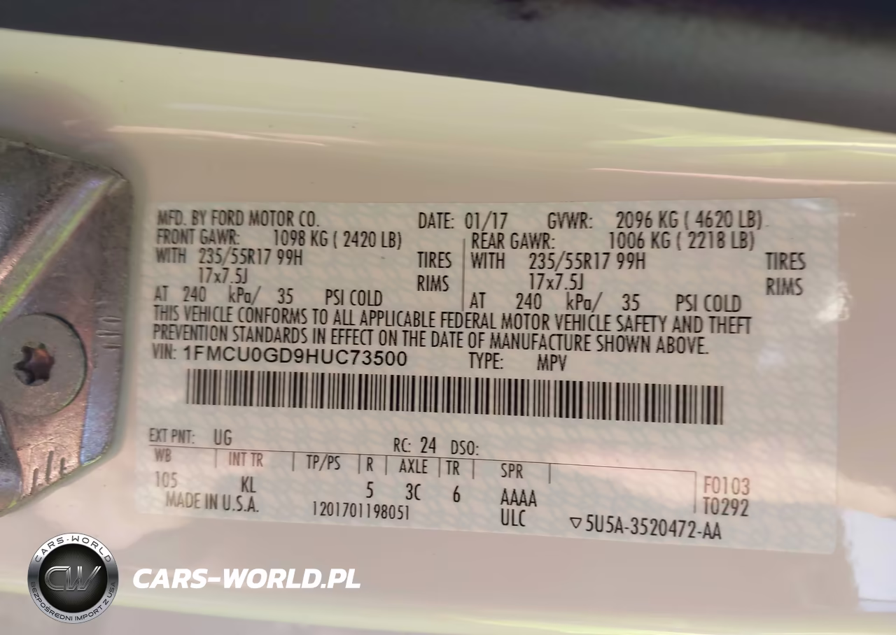2017 Ford Escape Se VIN:1FMCU0GD9HUC73500 - 9