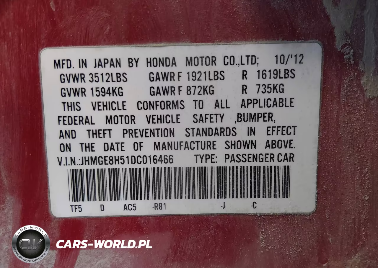 2013 Honda Fit Sport VIN:JHMGE8H51DC016466 - 9