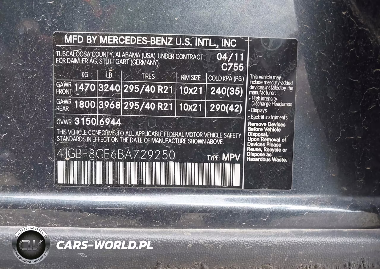 2011 Mercedes-Benz Gl 550 4Matic VIN:4JGBF8GE6BA729250 - 9