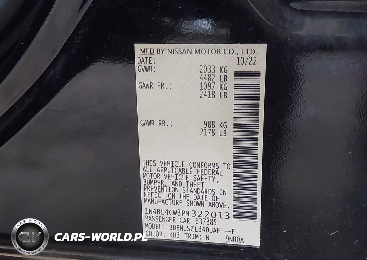 2023 Nissan Altima Sr Intelligent Awd VIN:1N4BL4CW3PN322013 - 9