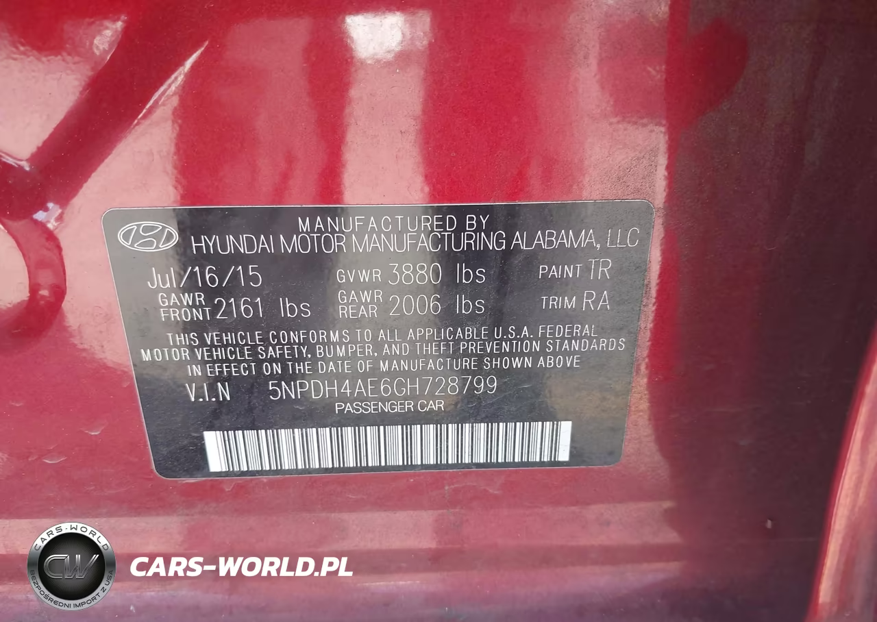 2016 Hyundai Elantra Se VIN:5NPDH4AE6GH728799 - 9