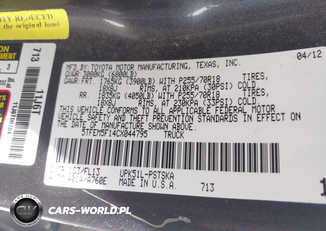 2012 Toyota Tundra Grade 4.6L V8 VIN:5TFEM5F14CX044795 - 9