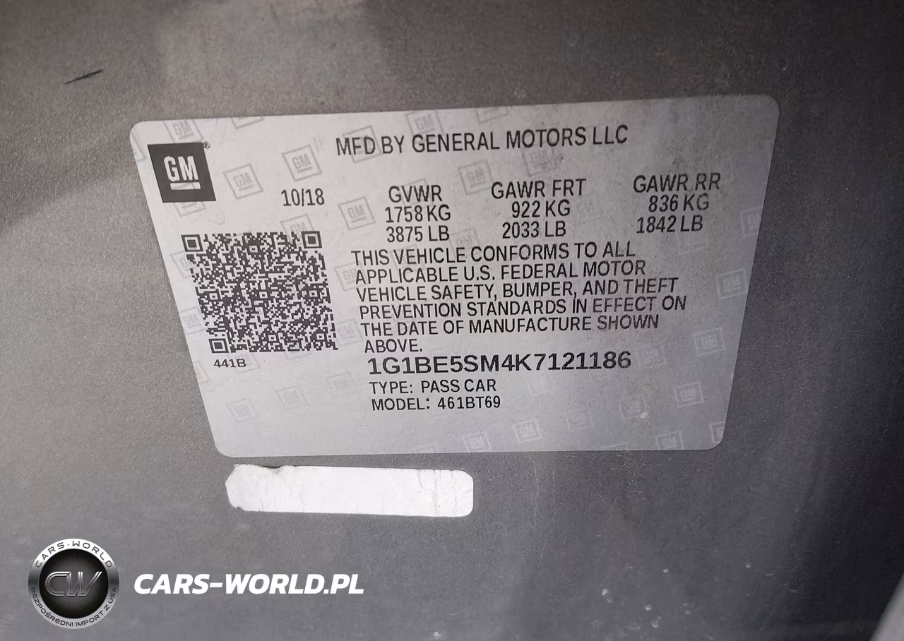 2019 Chevrolet Cruze Lt VIN:1G1BE5SM4K7121186 - 9