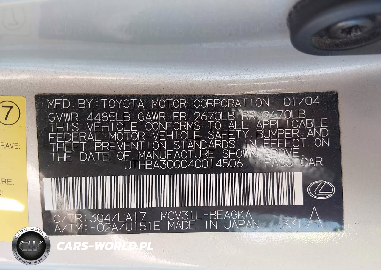 2004 Lexus Es 330 VIN:JTHBA30G040014506 - 9