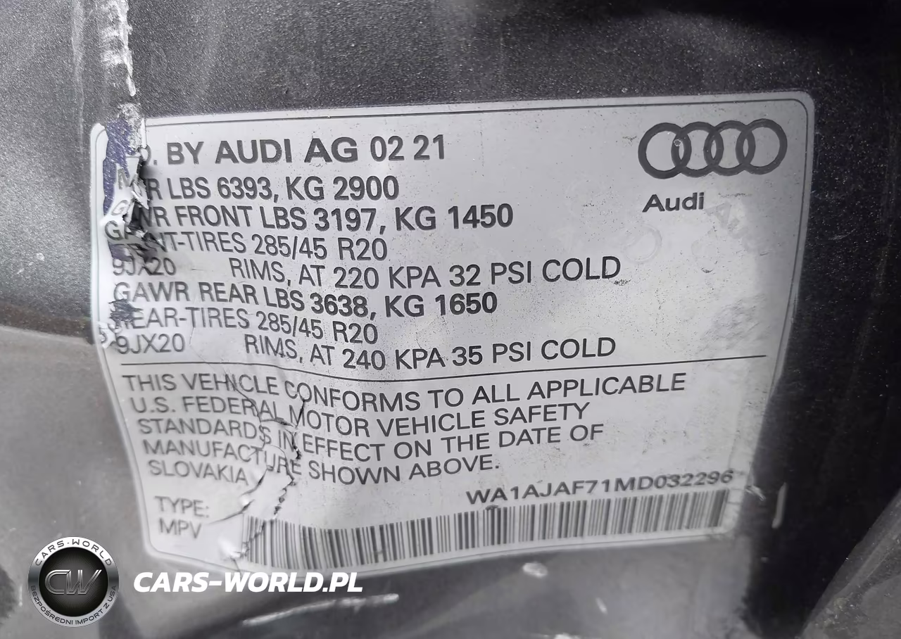 2021 Audi Q7 Premium 45 Tfsi Quattro Tiptronic VIN:WA1AJAF71MD032296 - 9