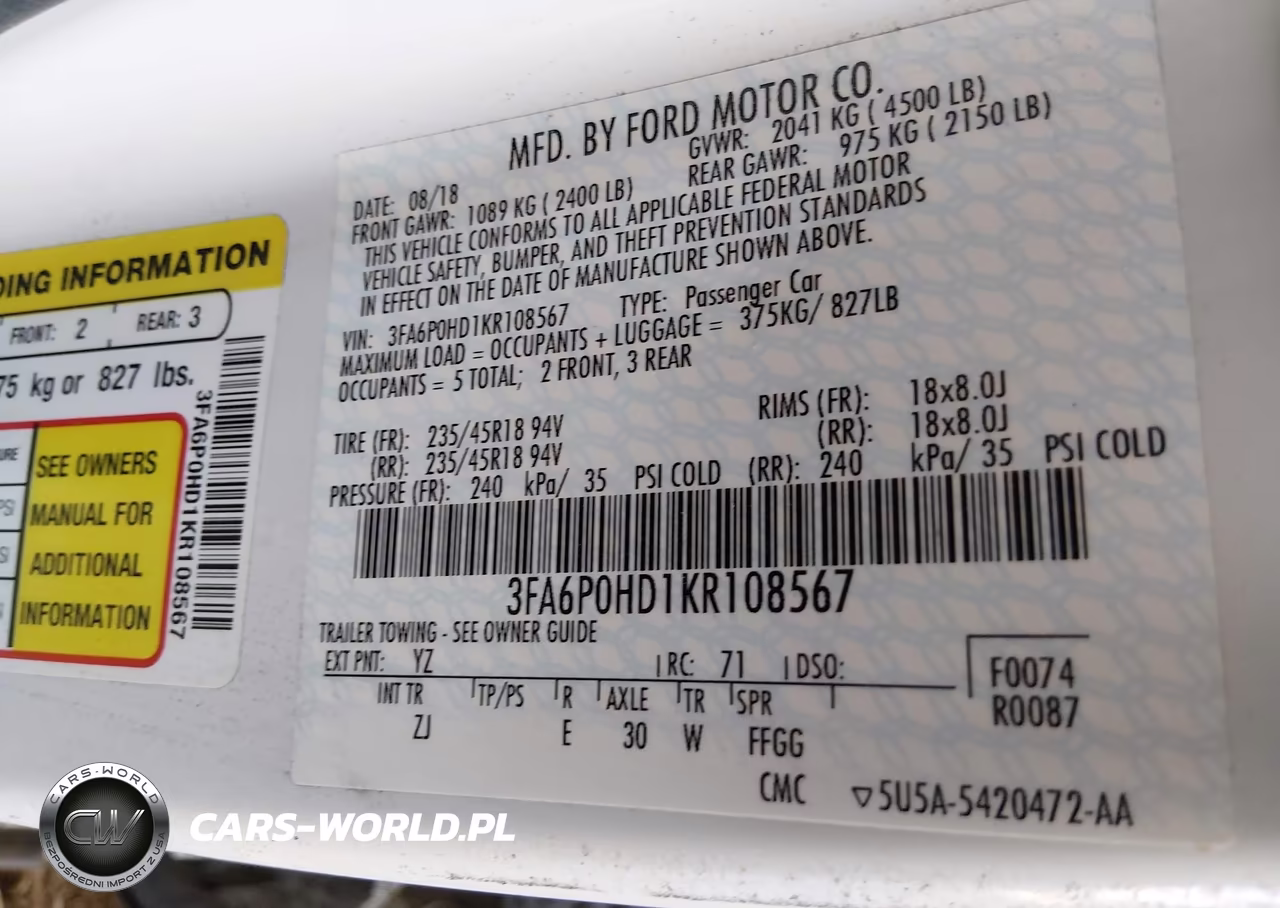 2019 Ford Fusion Se VIN:3FA6P0HD1KR108567 - 9