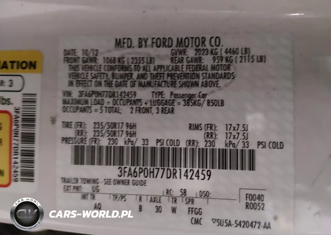2013 Ford Fusion Se VIN:3FA6P0H77DR142459 - 9