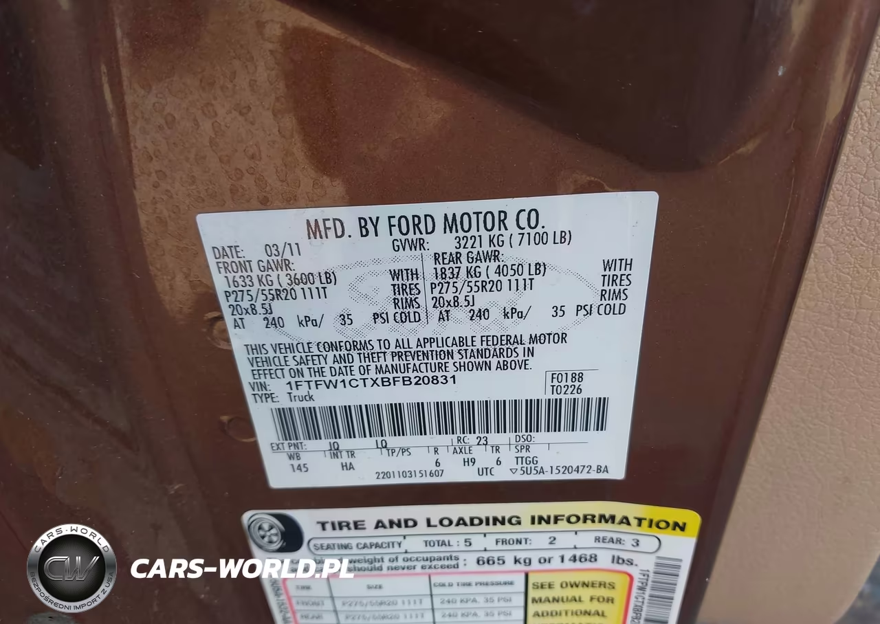 2011 Ford F-150 Lariat VIN:1FTFW1CTXBFB20831 - 9