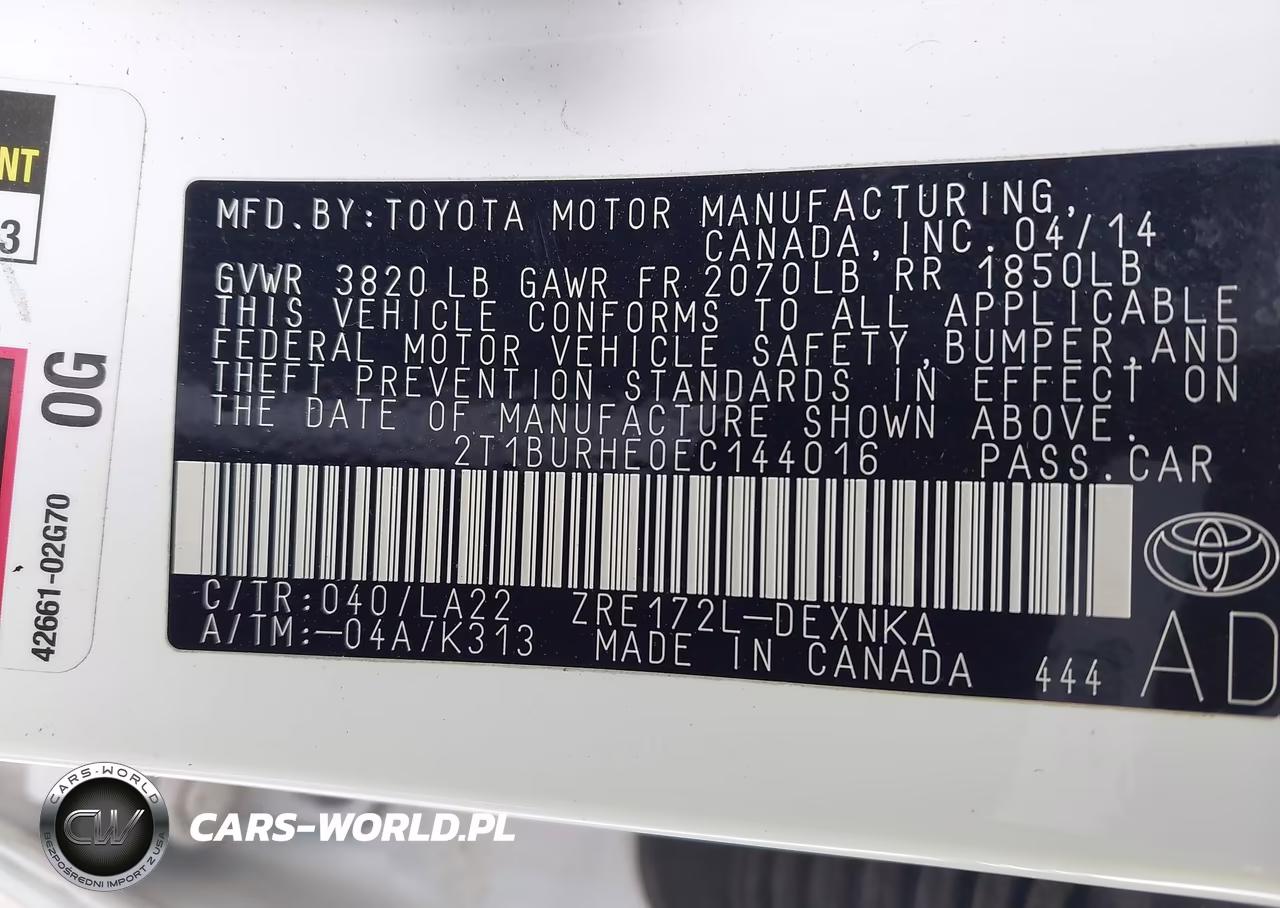 2014 Toyota Corolla Le Premium VIN:2T1BURHE0EC144016 - 9