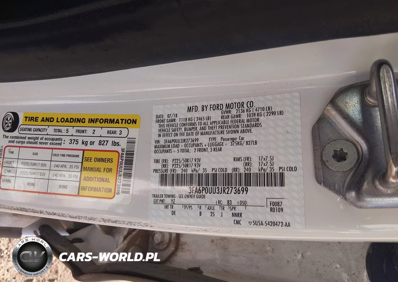 2018 Ford Fusion Hybrid S VIN:3FA6P0UU3JR273699 - 9