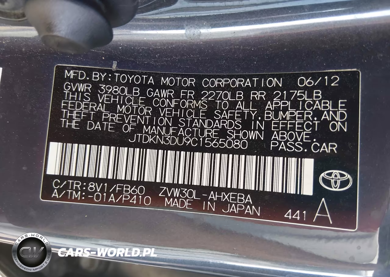2012 Toyota Prius Three VIN:JTDKN3DU9C1565080 - 9