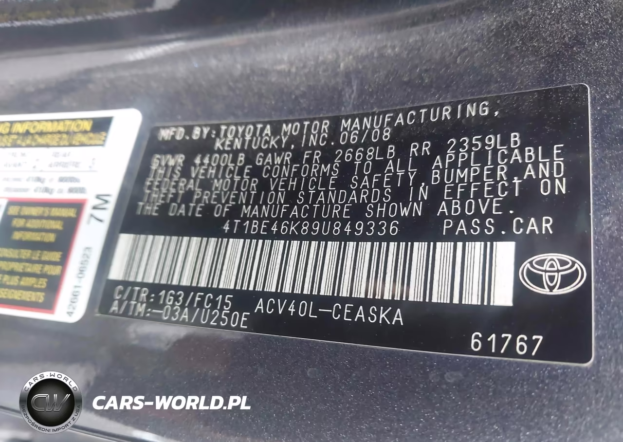 2009 Toyota Camry Se-Le-Xle VIN:4T1BE46K89U849336 - 9