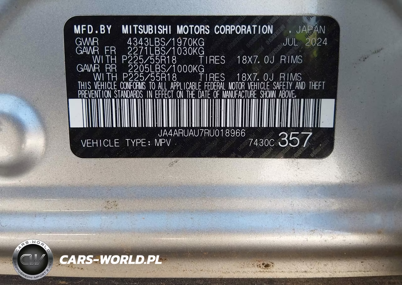 2024 Mitsubishi Outlander Sport 2.0 Es Awc-2.0 Le Awc-2.0 Ralliart Awc-2.0 S Awc-2.0 Se Awc-2.0 Trail Edition Awc VIN:JA4ARUAU7RU018966 - 9