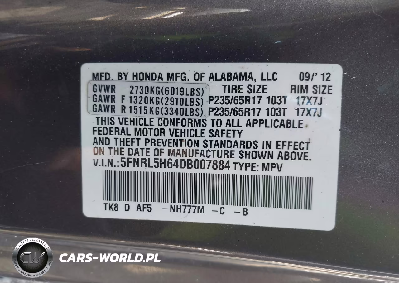 2013 Honda Odyssey Ex-L VIN:5FNRL5H64DB007884 - 9