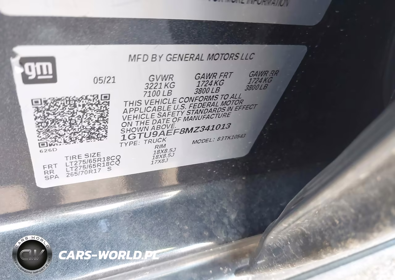 2021 GMC Sierra 1500 4Wd Short Box VIN:1GTU9AEF8MZ341013 - 9