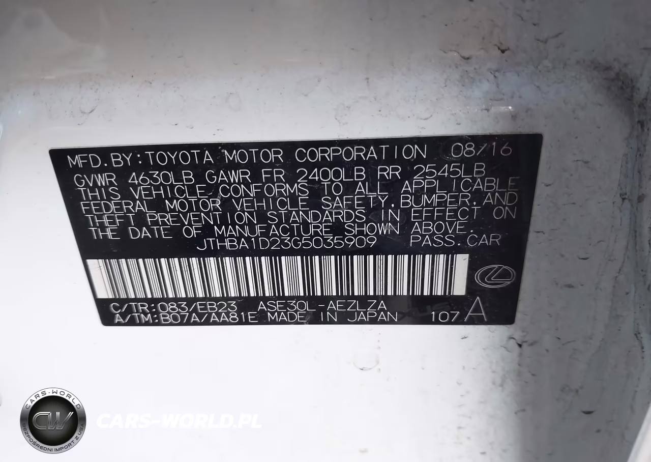 2016 Lexus Is 200T VIN:JTHBA1D23G5035909 - 9