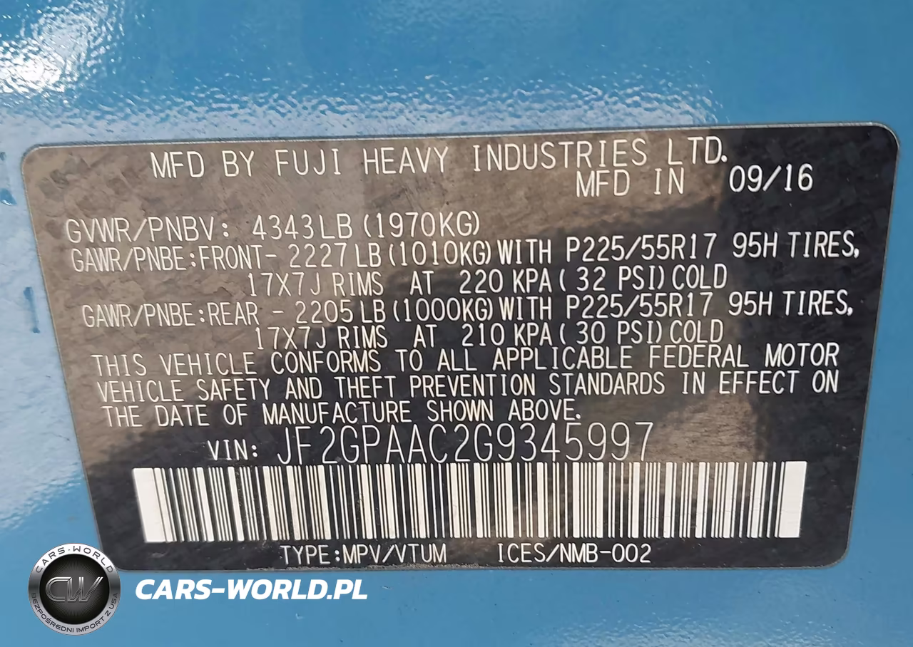 2016 Subaru Crosstrek 2.0I VIN:JF2GPAAC2G9345997 - 9
