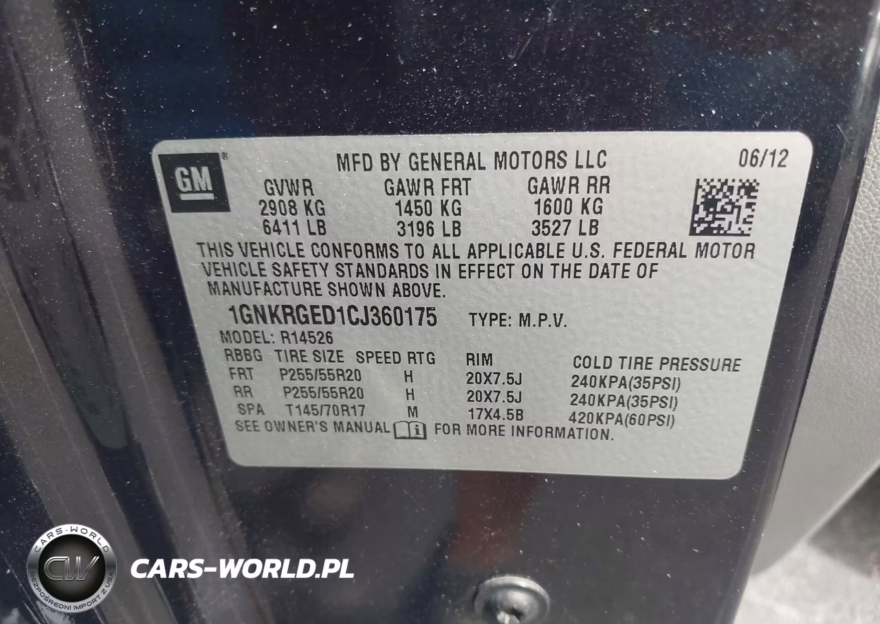 2012 Chevrolet Traverse 1Lt VIN:1GNKRGED1CJ360175 - 9