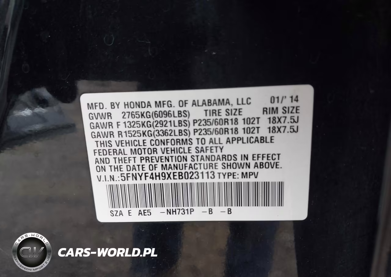 2014 Honda Pilot Touring VIN:5FNYF4H9XEB023113 - 9