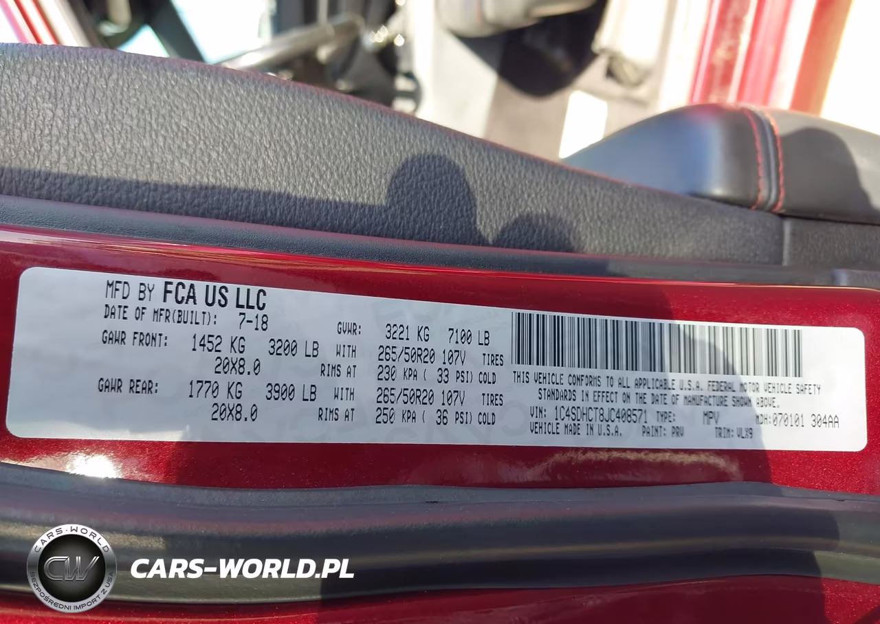 2018 Dodge Durango R-T Rwd VIN:1C4SDHCT8JC408571 - 9
