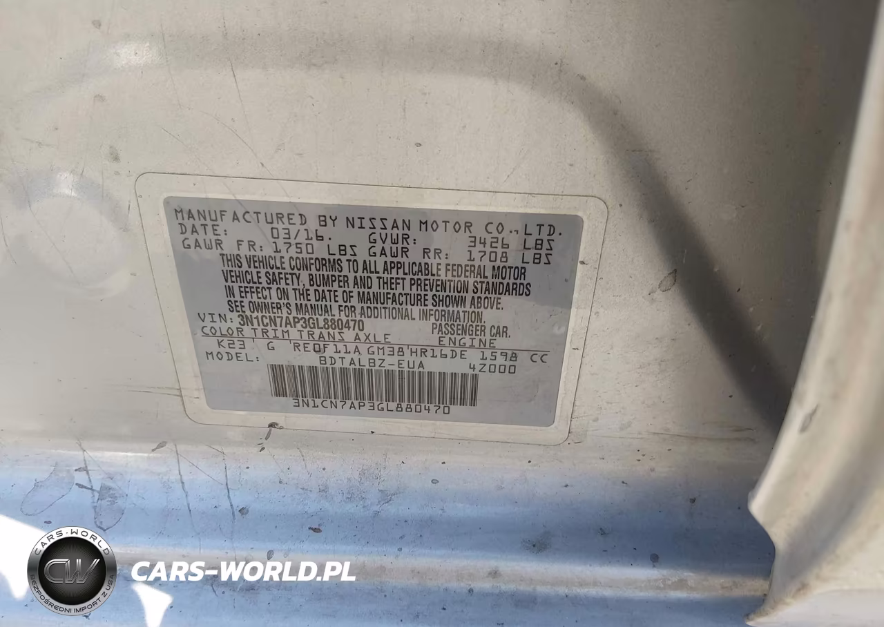 2016 Nissan Versa 1.6 Sv VIN:3N1CN7AP3GL880470 - 9