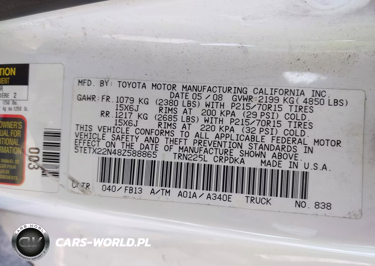 2008 Toyota Tacoma VIN:5TETX22N48Z588865 - 9