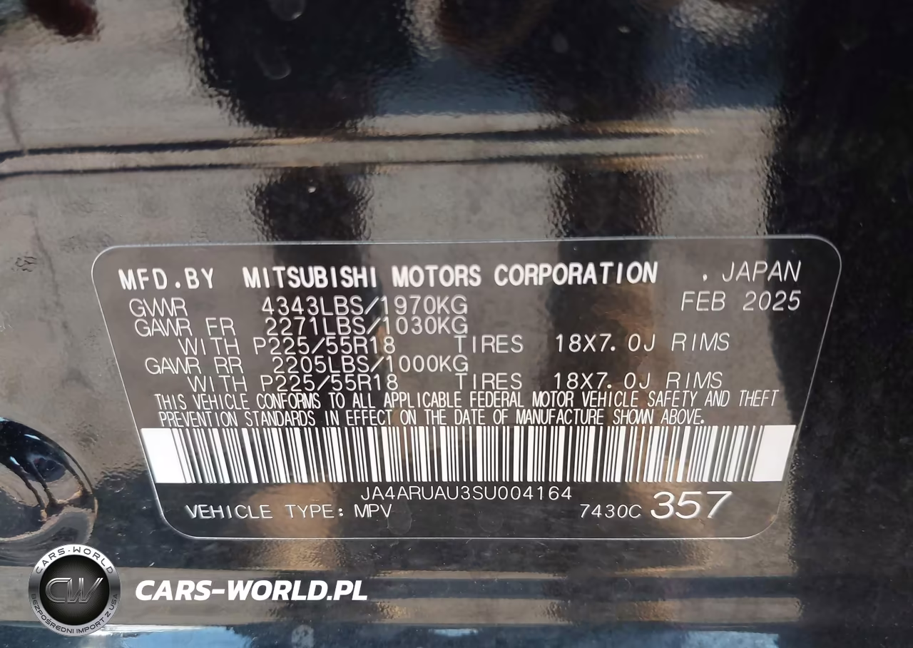 2025 Mitsubishi Outlander Sport 2.0 Es Awc-2.0 Le Awc-2.0 S Awc-2.0 Se Awc-2.0 Trail Edition Awc VIN:JA4ARUAU3SU004164 - 9