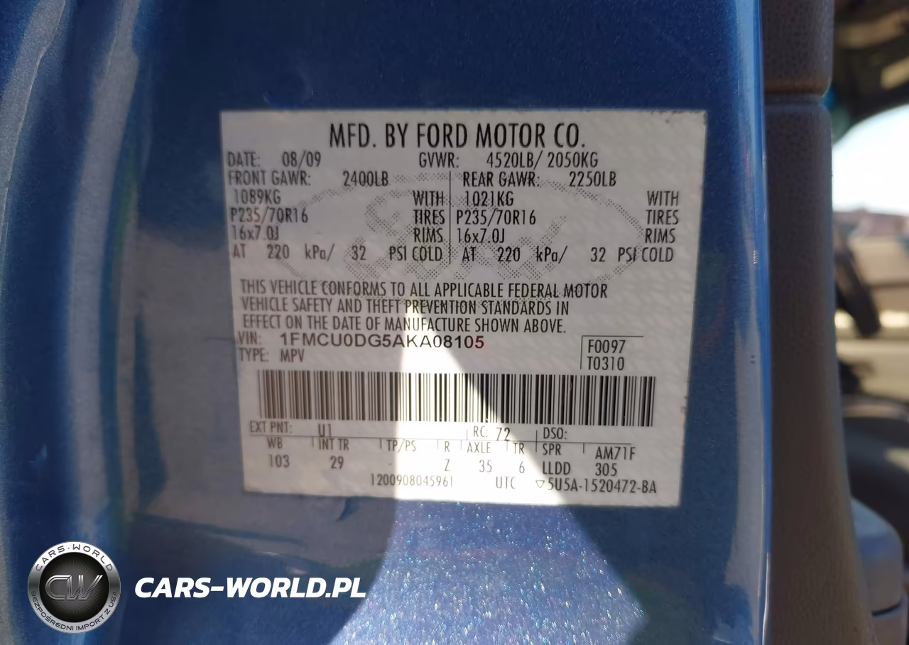 2010 Ford Escape Xlt VIN:1FMCU0DG5AKA08105 - 9