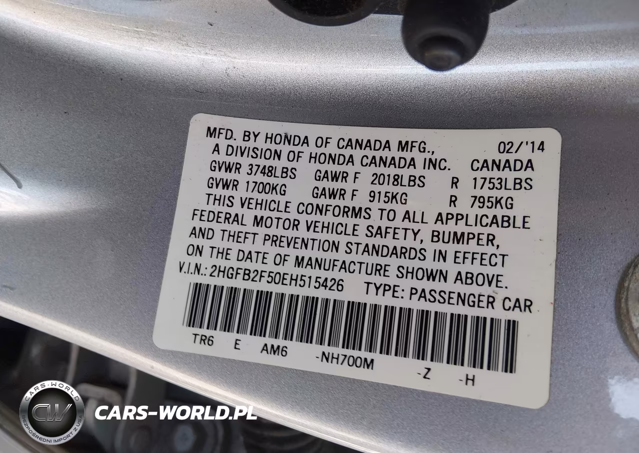 2014 Honda Civic Lx VIN:2HGFB2F50EH515426 - 9