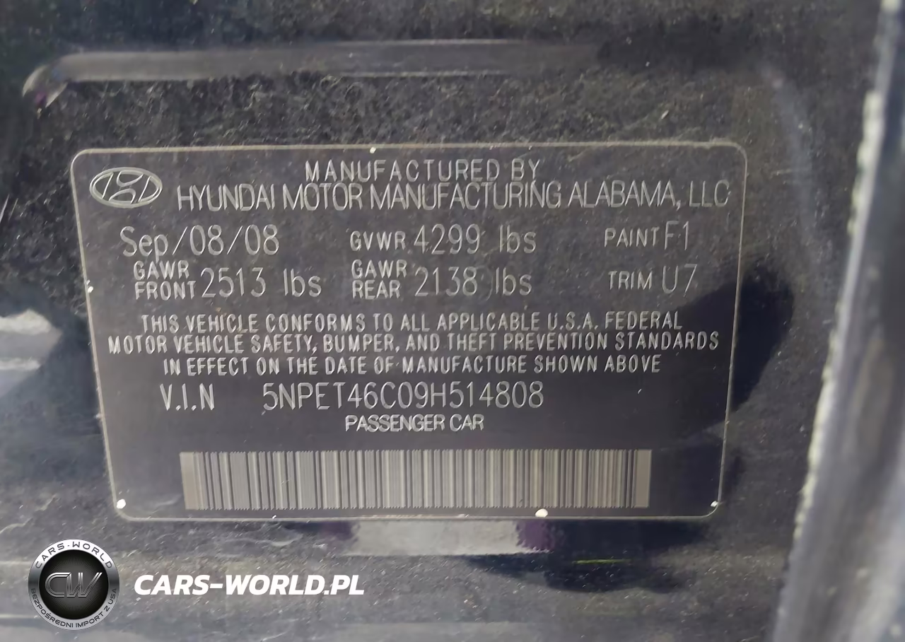 2009 Hyundai Sonata Gls VIN:5NPET46C09H514808 - 9