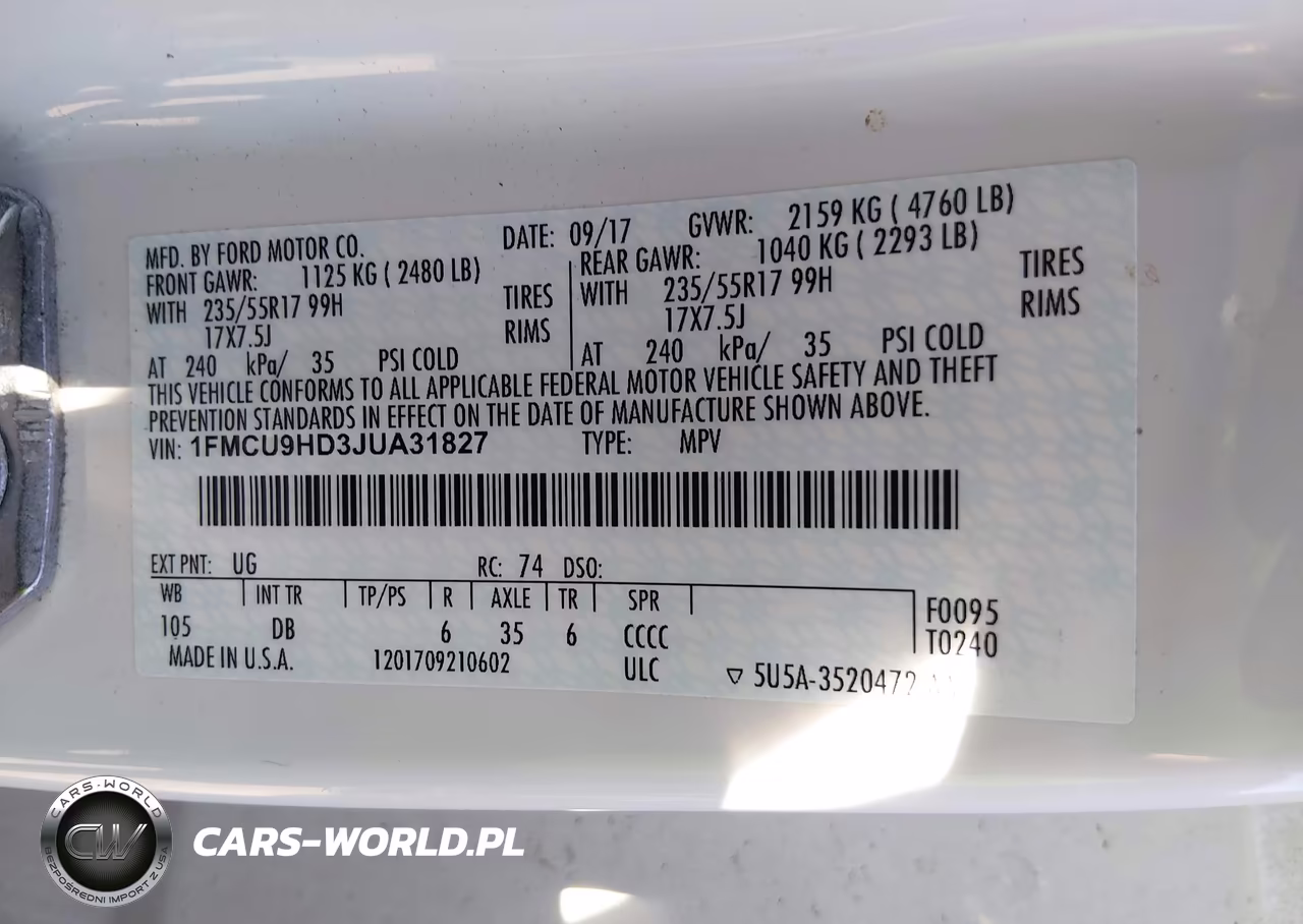2018 Ford Escape Sel VIN:1FMCU9HD3JUA31827 - 9