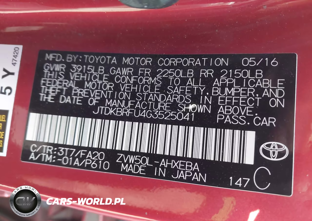 2016 Toyota Prius Two VIN:JTDKBRFU4G3525041 - 9