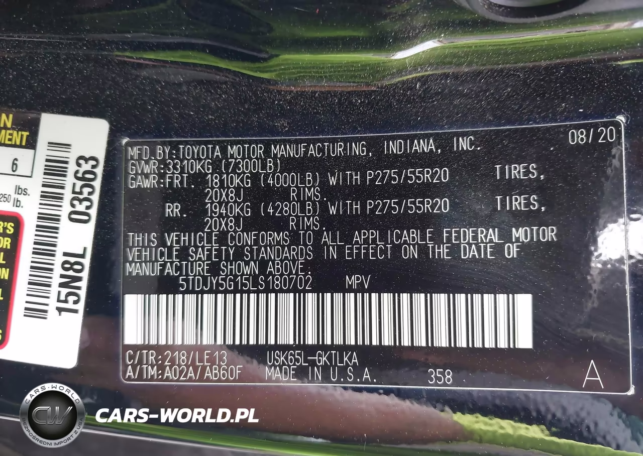 2020 Toyota Sequoia Limited VIN:5TDJY5G15LS180702 - 9